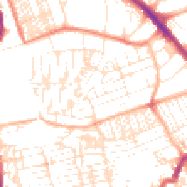 Daytime road noise heatmap for PL2 1LE
