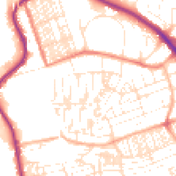 Daytime road noise heatmap for PL2 1LX