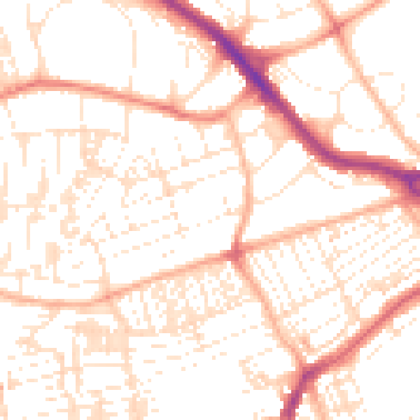 Daytime road noise heatmap for PL2 1PH