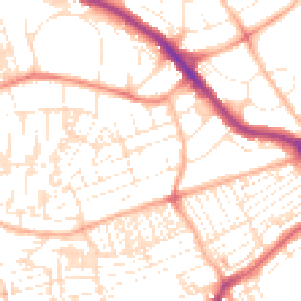Daytime road noise heatmap for PL2 1PU