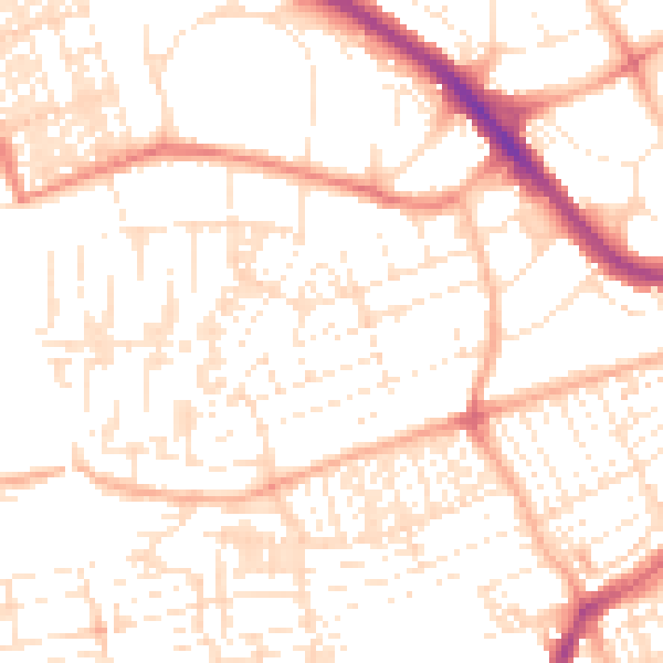 Daytime road noise heatmap for PL2 1PY