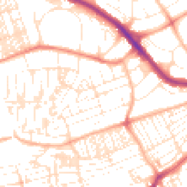 Daytime road noise heatmap for PL2 1QA