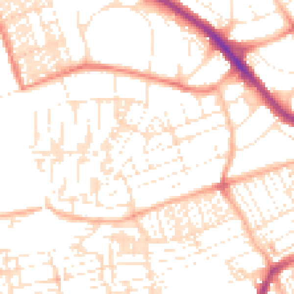 Daytime road noise heatmap for PL2 1QD