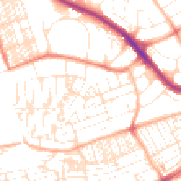 Daytime road noise heatmap for PL2 1QE