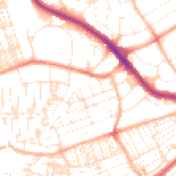 Daytime road noise heatmap for PL2 1QQ