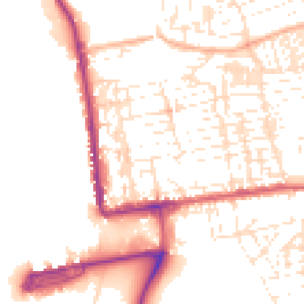 Daytime road noise heatmap for PL2 1RS