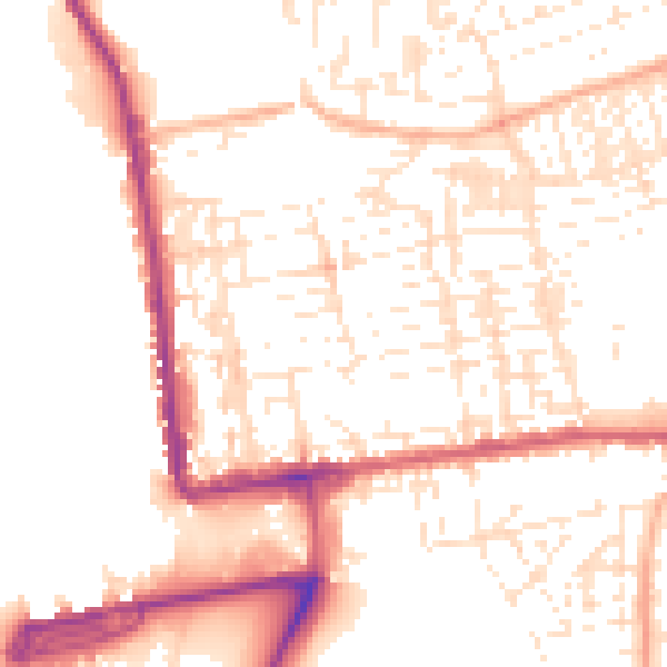 Daytime road noise heatmap for PL2 1RT