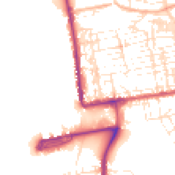 Daytime road noise heatmap for PL2 1SF
