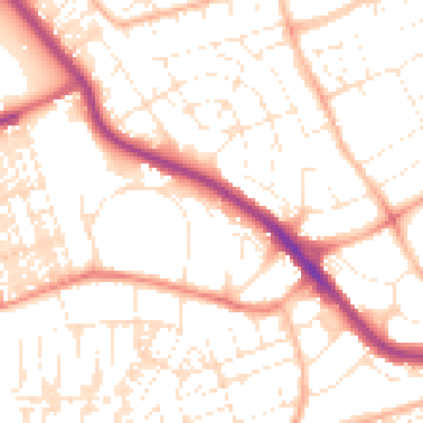 Daytime road noise heatmap for PL2 2AU