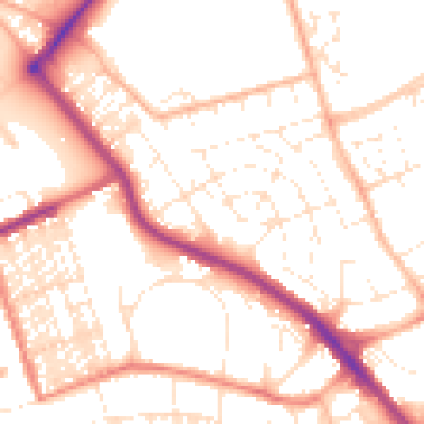 Daytime road noise heatmap for PL2 2BW