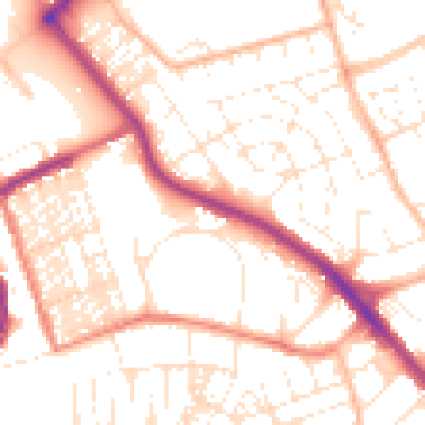 Daytime road noise heatmap for PL2 2DY