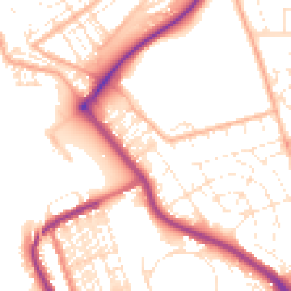 Daytime road noise heatmap for PL2 2EG