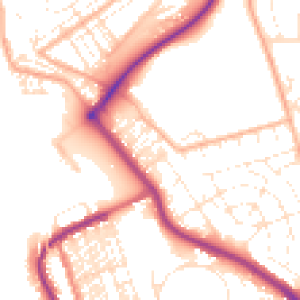 Daytime road noise heatmap for PL2 2EQ