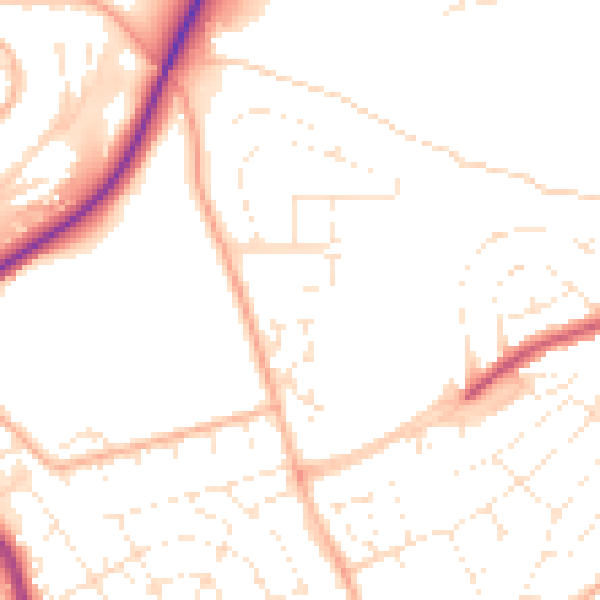 Daytime road noise heatmap for PL2 2HD