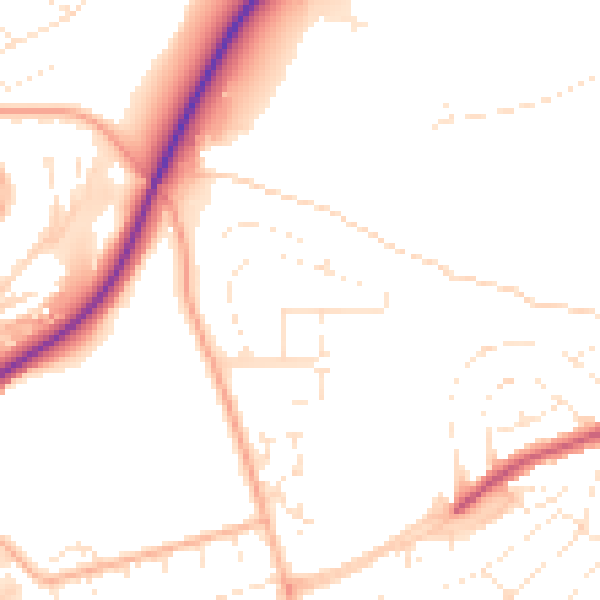 Daytime road noise heatmap for PL2 2HW