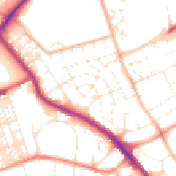 Daytime road noise heatmap for PL2 2JZ