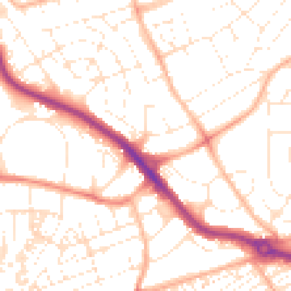 Daytime road noise heatmap for PL2 2LA