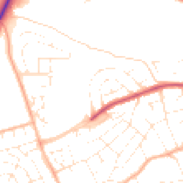 Daytime road noise heatmap for PL2 2NU