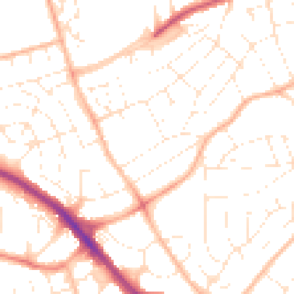Daytime road noise heatmap for PL2 2PU