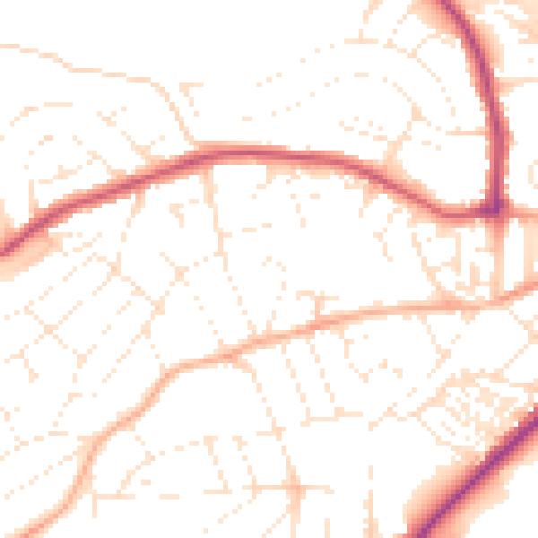 Daytime road noise heatmap for PL2 2QL