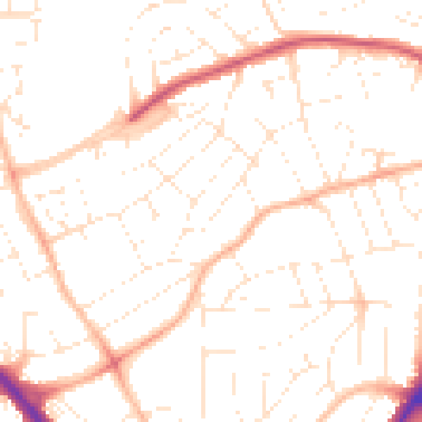 Daytime road noise heatmap for PL2 2RA
