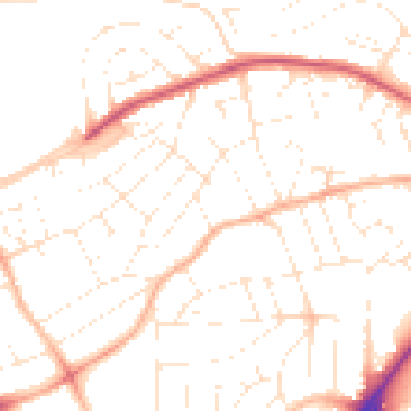Daytime road noise heatmap for PL2 2RF