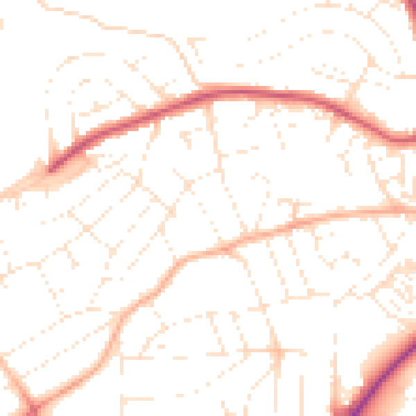 Daytime road noise heatmap for PL2 2RG