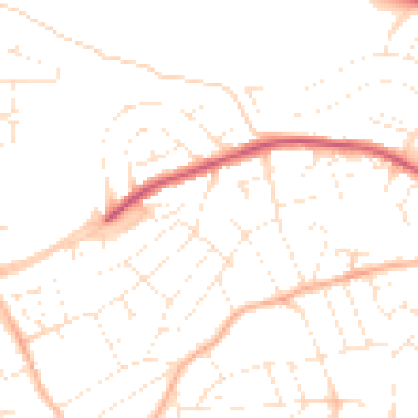 Daytime road noise heatmap for PL2 2RP