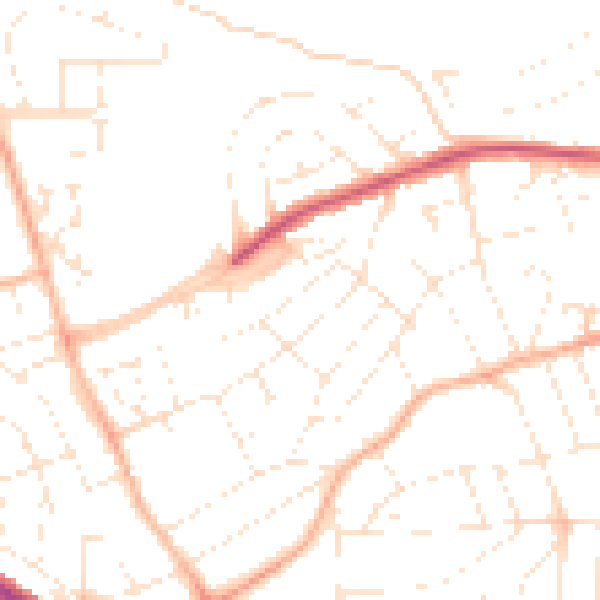Daytime road noise heatmap for PL2 2RR