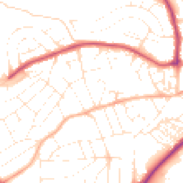 Daytime road noise heatmap for PL2 2RU