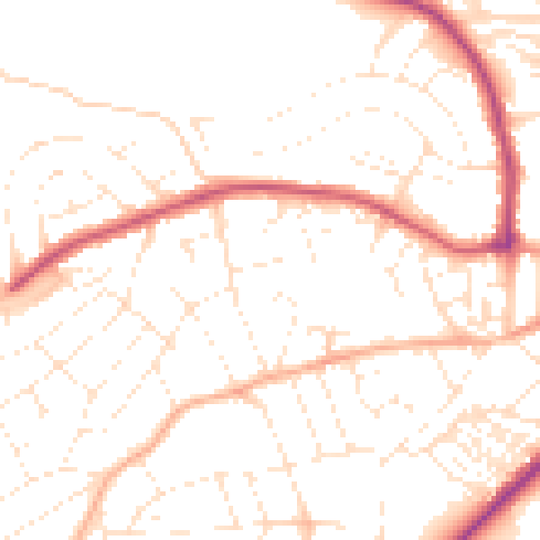 Daytime road noise heatmap for PL2 2RY