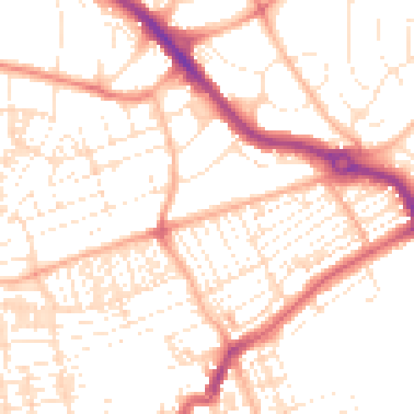 Daytime road noise heatmap for PL2 3AF