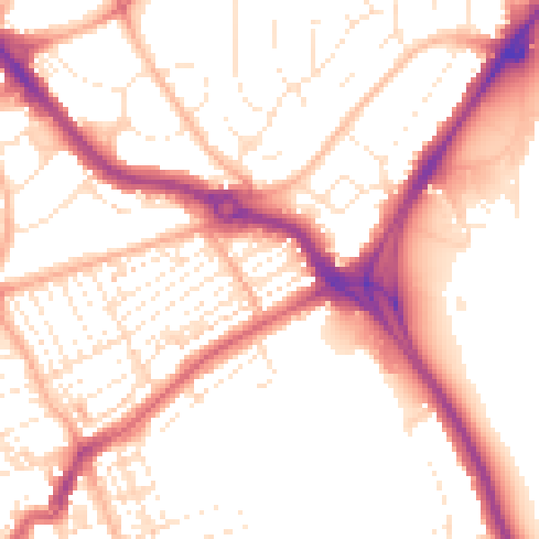 Daytime road noise heatmap for PL2 3AG