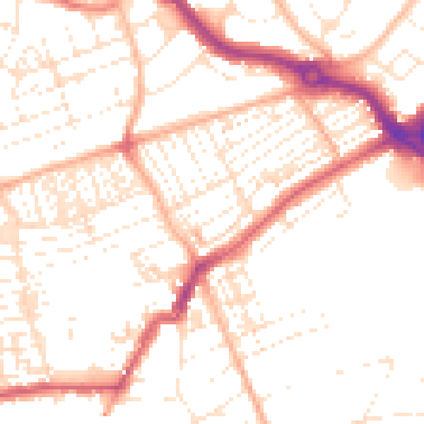 Daytime road noise heatmap for PL2 3AJ
