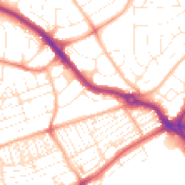 Daytime road noise heatmap for PL2 3BL