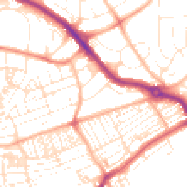 Daytime road noise heatmap for PL2 3BU