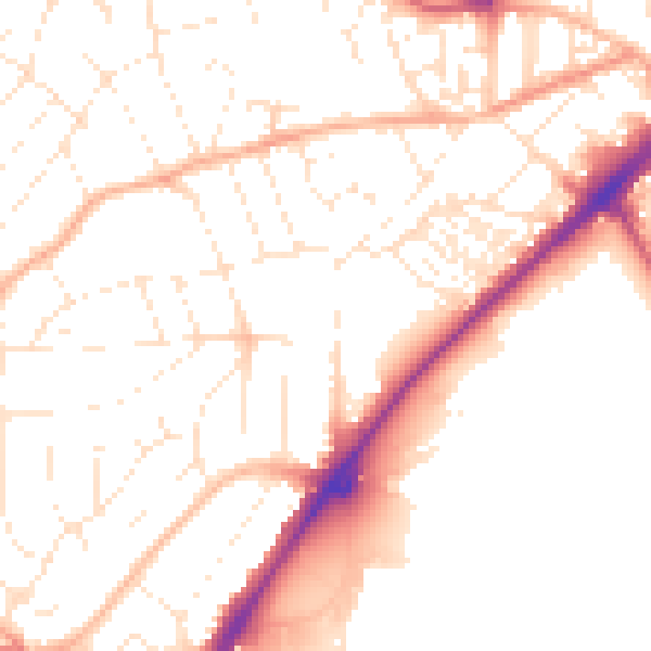 Daytime road noise heatmap for PL2 3DH