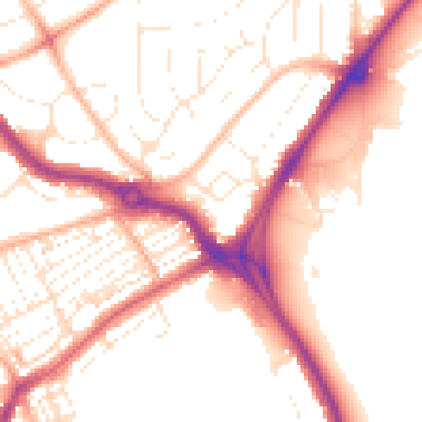 Daytime road noise heatmap for PL2 3EH