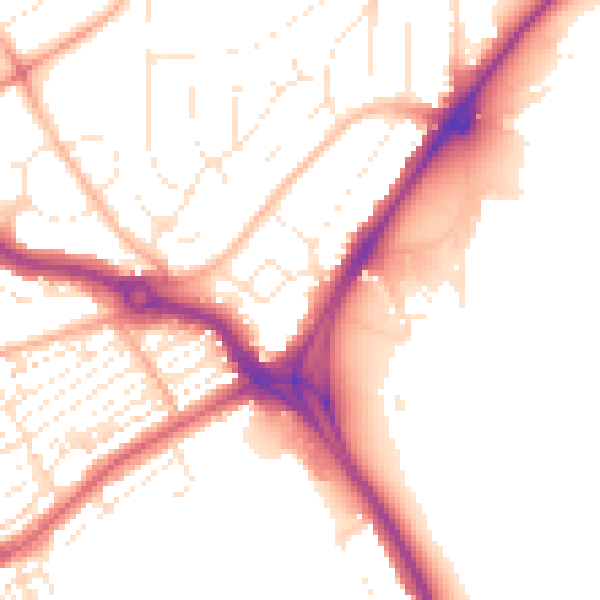 Daytime road noise heatmap for PL2 3HS