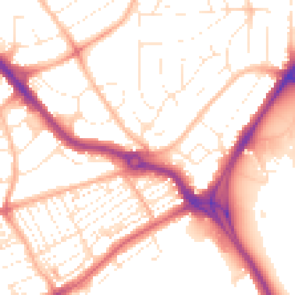 Daytime road noise heatmap for PL2 3HX