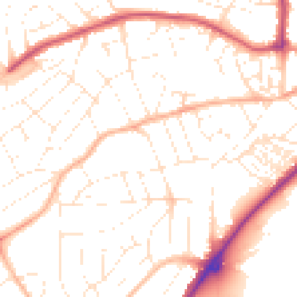Daytime road noise heatmap for PL2 3JU