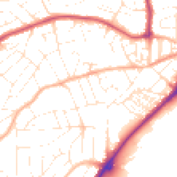 Daytime road noise heatmap for PL2 3JY