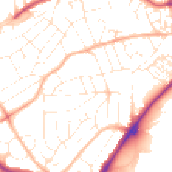 Daytime road noise heatmap for PL2 3LA