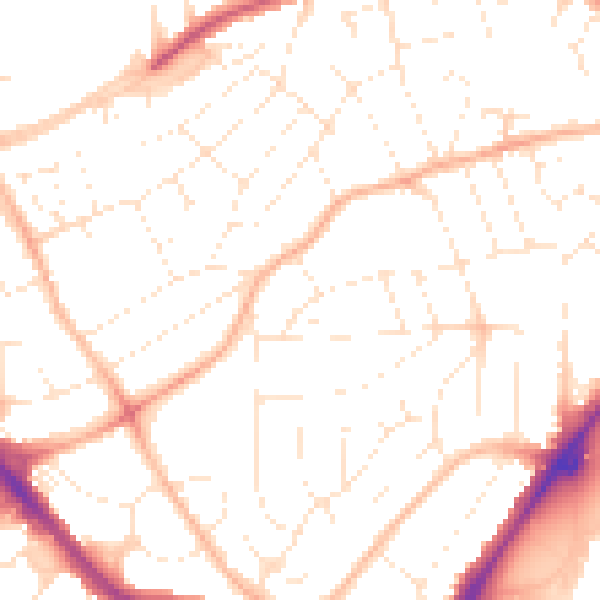 Daytime road noise heatmap for PL2 3LB