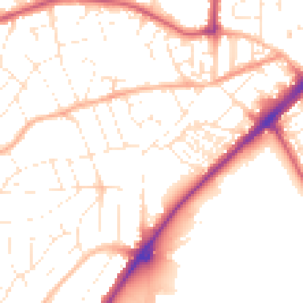 Daytime road noise heatmap for PL2 3LQ