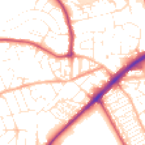 Daytime road noise heatmap for PL2 3NW