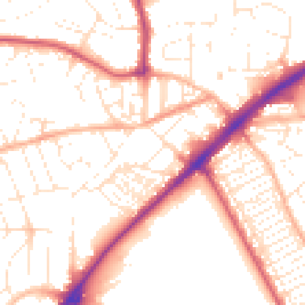 Daytime road noise heatmap for PL2 3QD