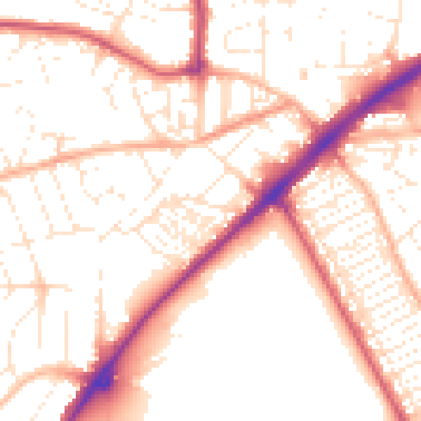 Daytime road noise heatmap for PL2 3QE