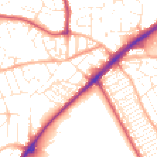 Daytime road noise heatmap for PL2 3QF