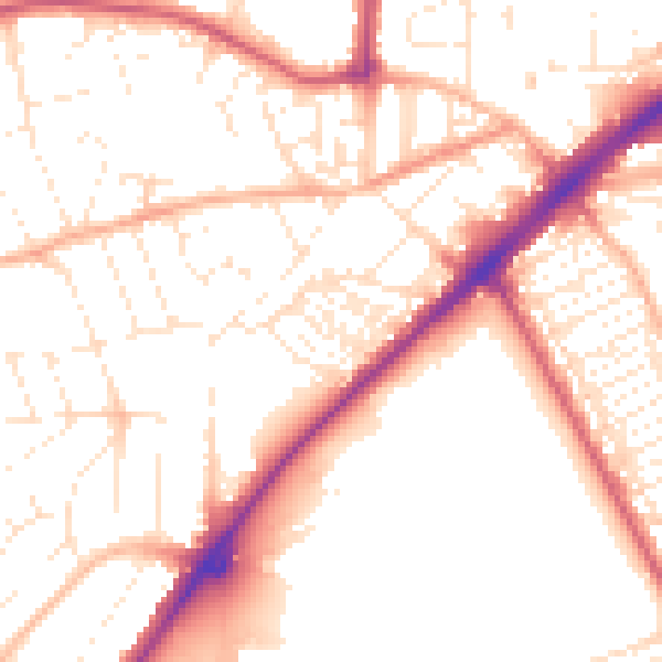 Daytime road noise heatmap for PL2 3QH